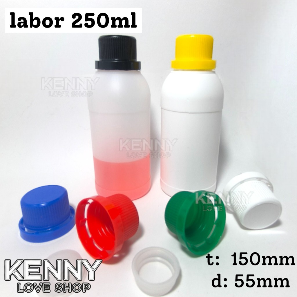 Botol LABOR 250 ml agro Pert 250ml Plastik HDPE kimia pupuk Bulet cc putih bening