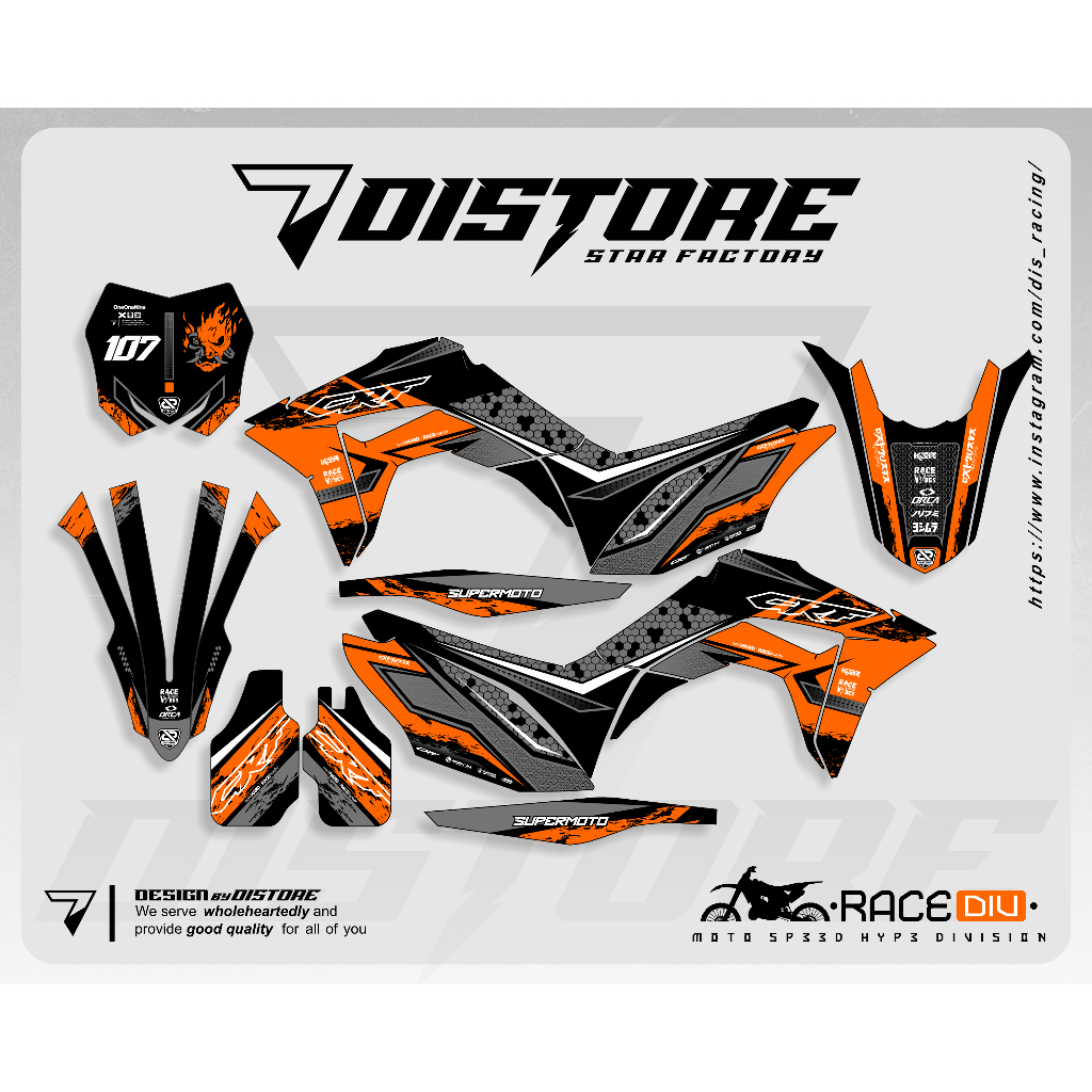 DECAL CRF 150 HITAM ORANGE