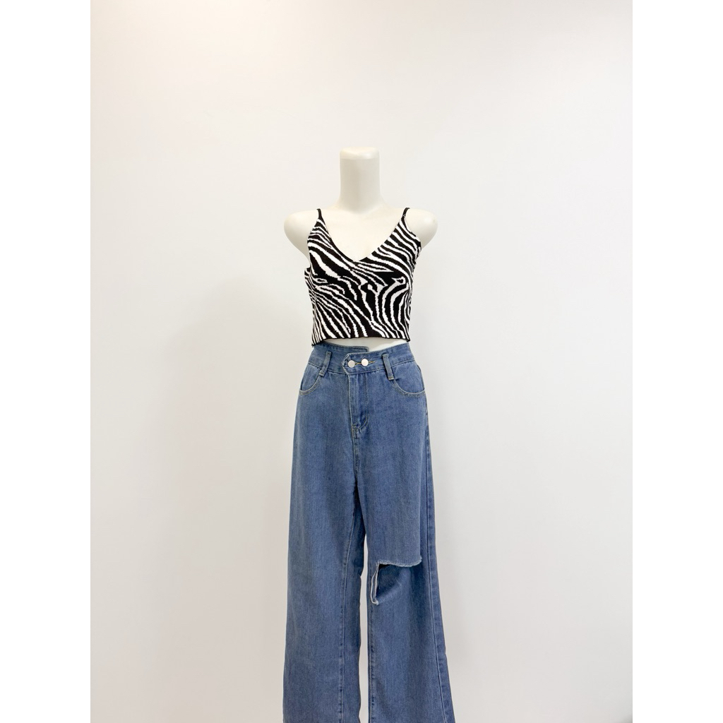 pl. tanktop crop rajut kamisol zebra