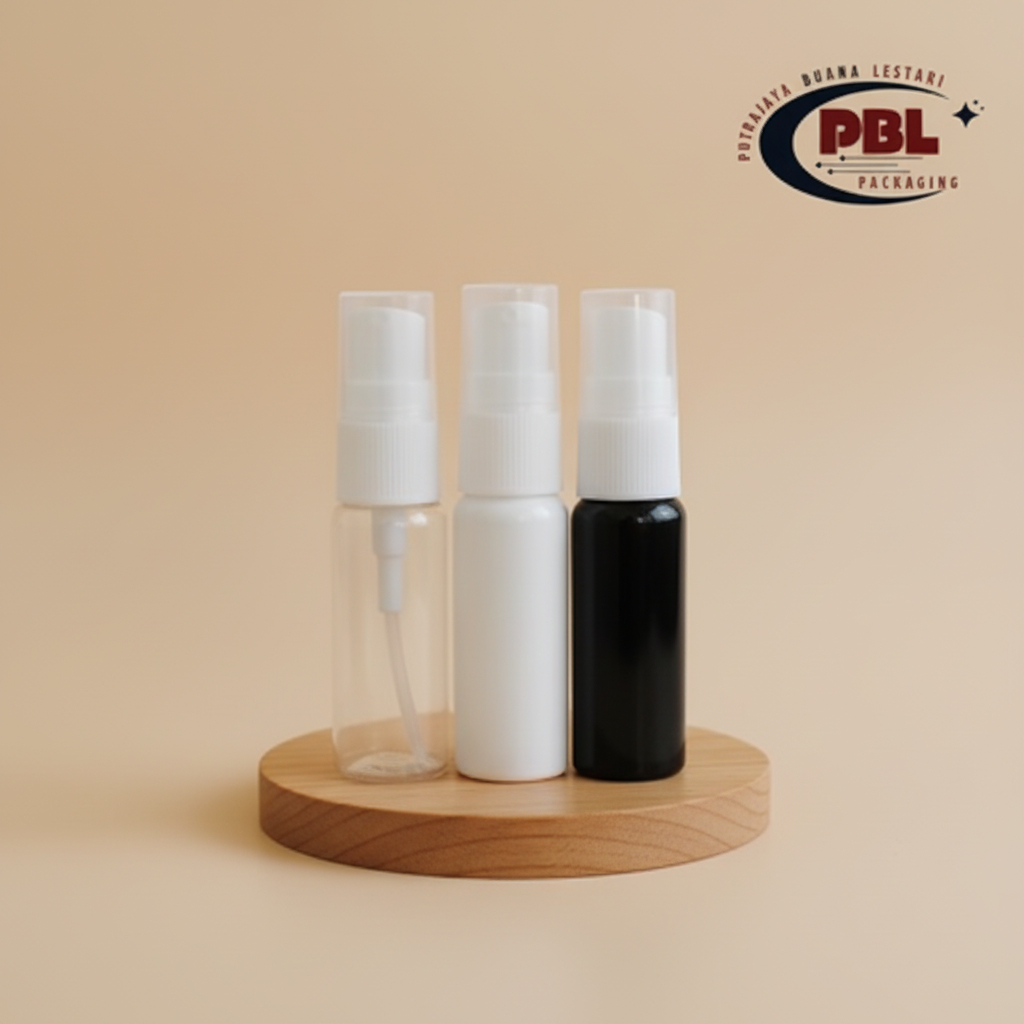 Botol Pump Treatment 20ml / Botol Serum Pump 20ml Plastik / Botol PET 20ml Tutup Treatment Pump Puti