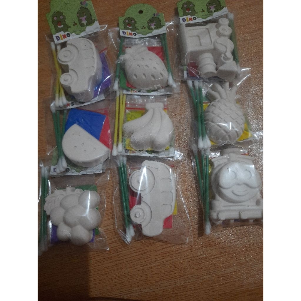 Set Mewarnai Patung Gypsum Anak dengan Cat Warna dan Kuas