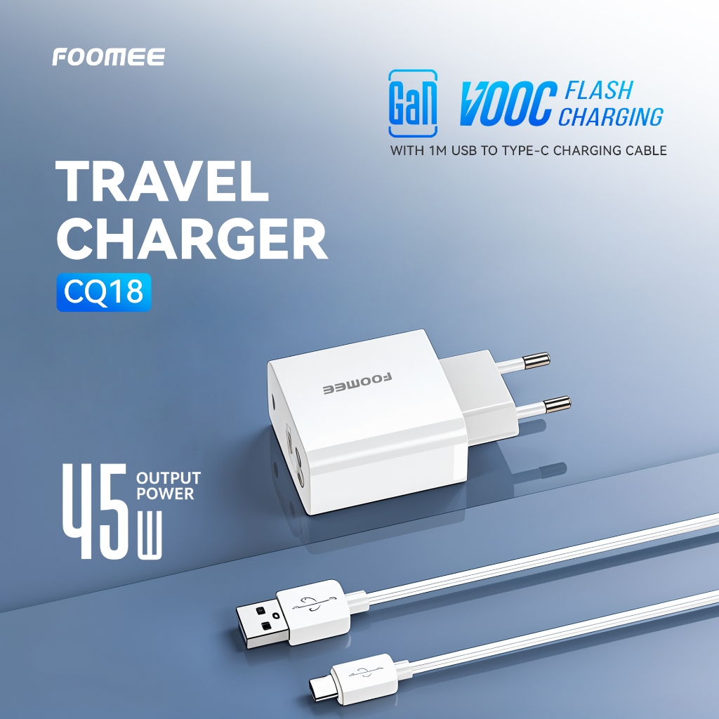 [Foomee] Travel Charger CQ18 VOOC Fast Charging 45W Type-C