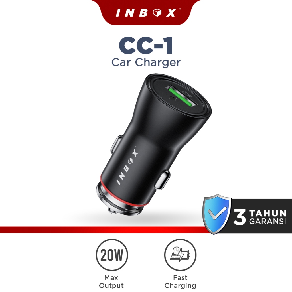 Inbox Car Charger Mobil CC-1 USB Fast Charging 20W