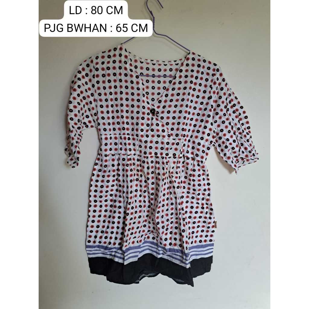Dress Blouse Putih Polkadot