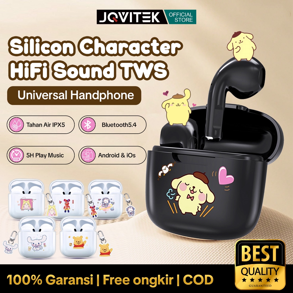 Promo Terbaru Jqvitek Headset Bluetooth 5.3 Tws Karakter Lucu Wireless Pengurangan Kebiisingan
