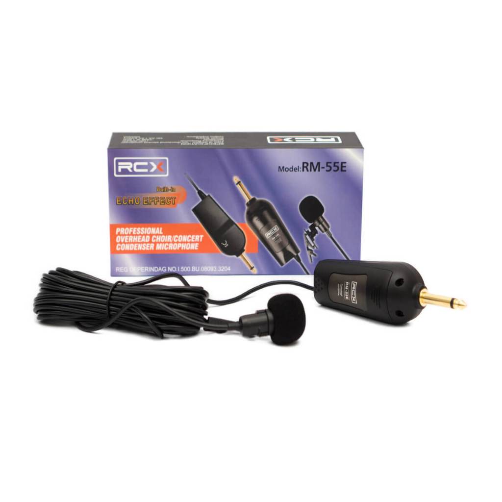 Mic Clip On Jepit RCX RM-55E Original Mikrofon Kondensor Kabel 7.5M untuk Imam Masjid Pidato Youtube