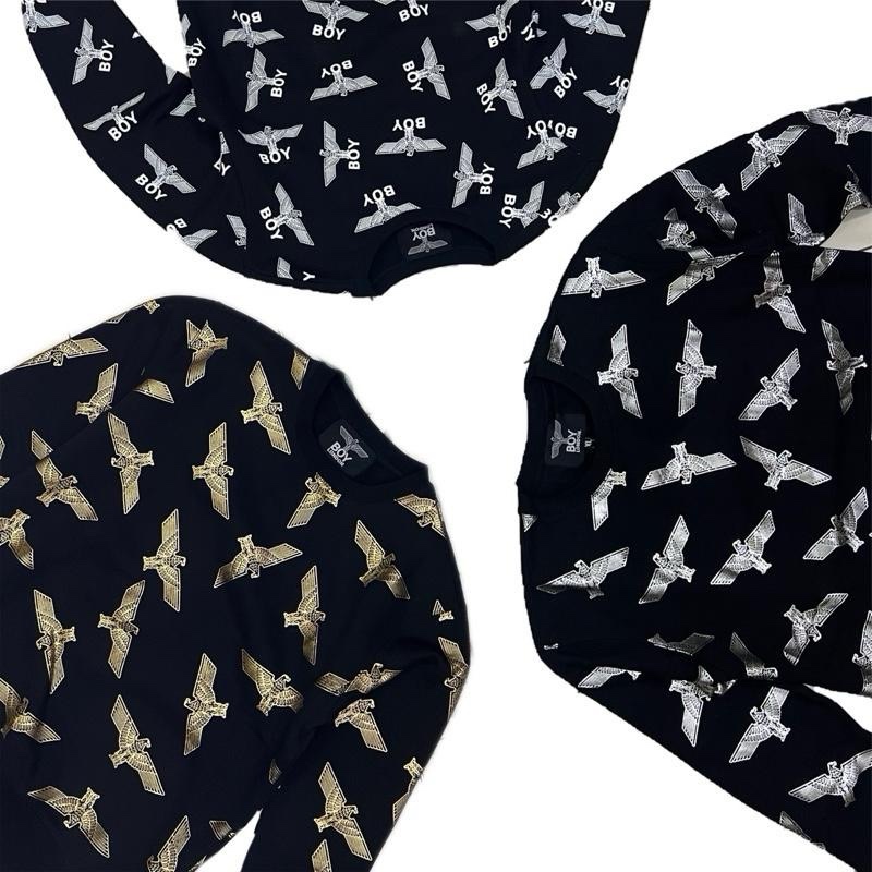 BOY London Repeat Eagle Sweatshirt Crewneck Unisex Black Gold Silver White Pria Wanita