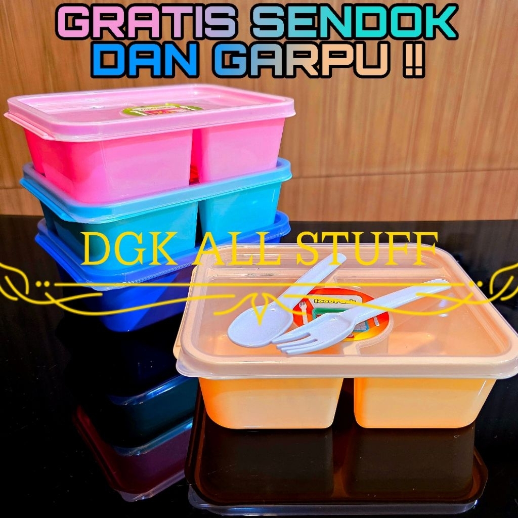 Tempat Kotak Makan Ompreng Sealware Katering Catering Bekal Bontot Anak Segi Bersekat 3 Tiga Sekat P
