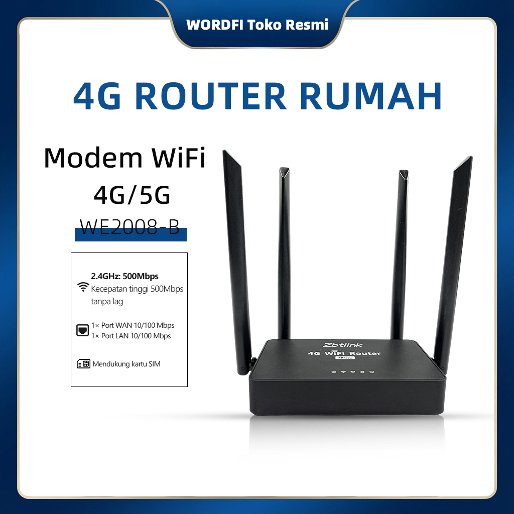 Toko Resmi WORDFI Router Nirkabel 4G Mendukung Kartu SIM Modem Tersedia di Toko
