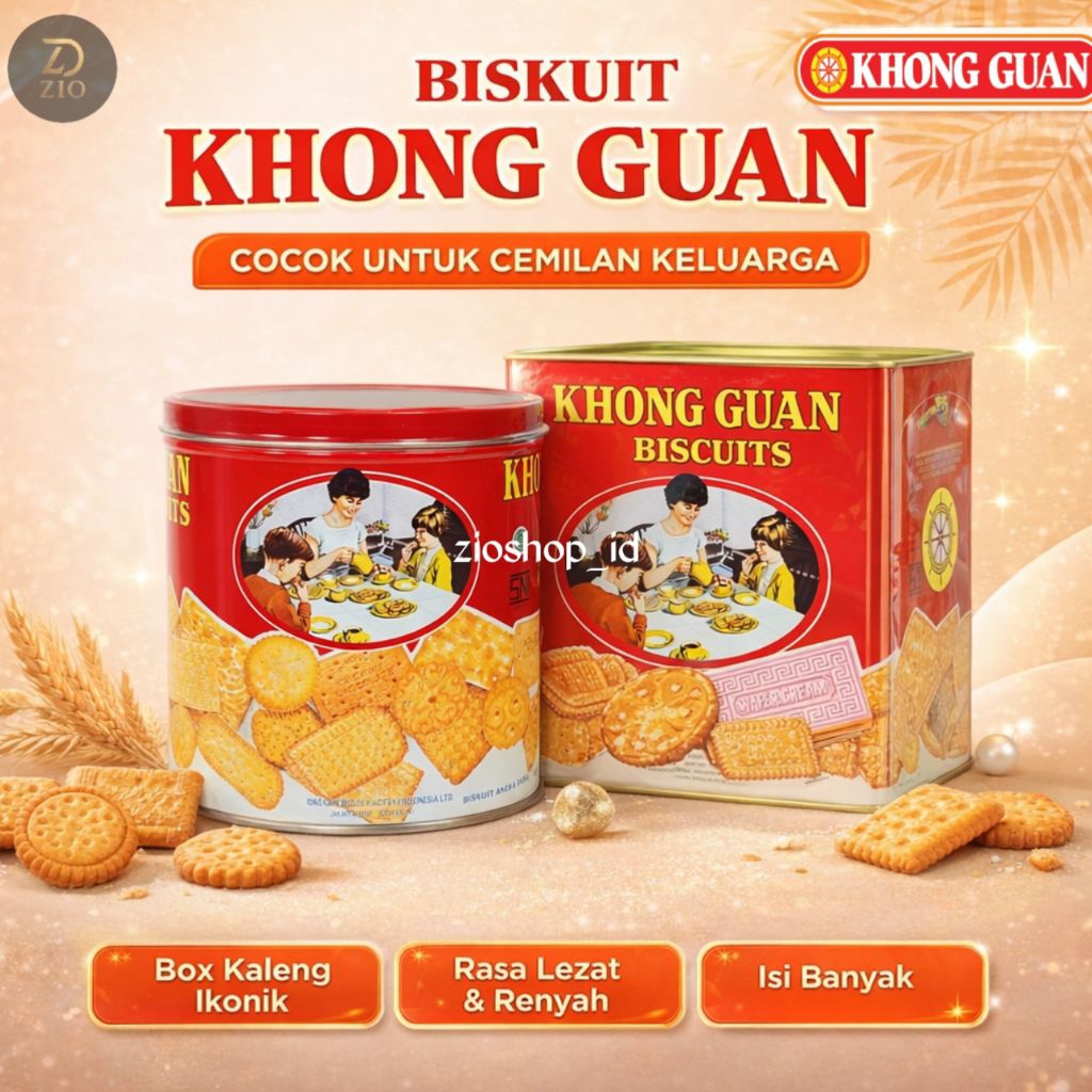 Khong Guan Biscuits Kaleng – Biskuit Campuran Aneka Rasa | Snack Legendaris Lezat & Renyah – zioshop