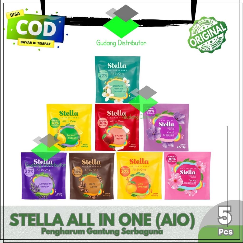 5 Pcs Stella All In One 42+13gr - Pengharum Gantung Ruangan - Mobil