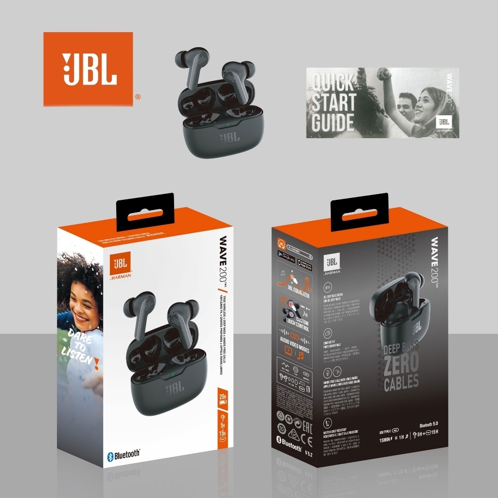 Terbaru [ Original 100%] Jbl Wave 200Tws True Wireless Earbuds/Bluetooth Earbuds Earphone In-Ear