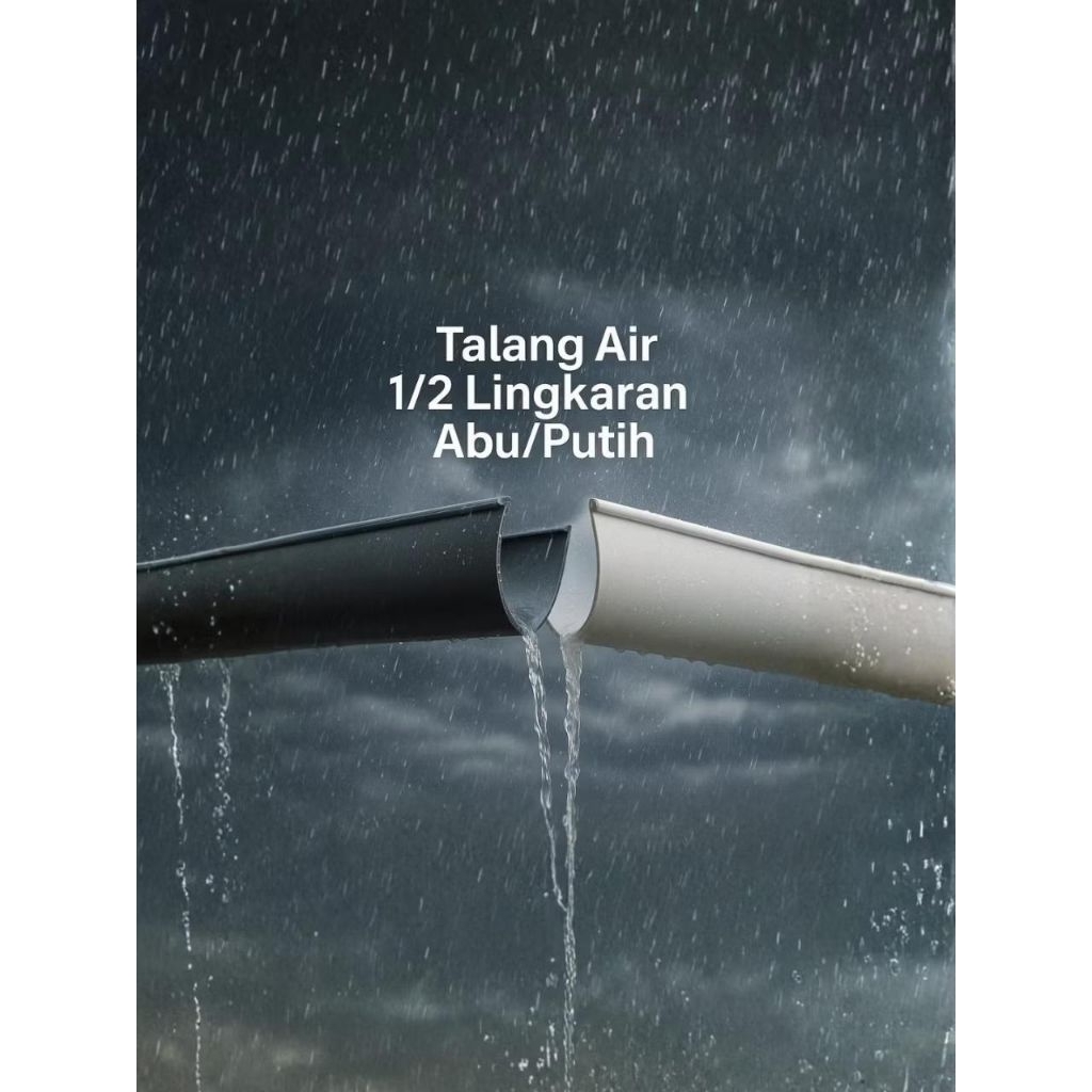 Talang Air PVC RG 6" Talang Pipa Setengah Lingkaran