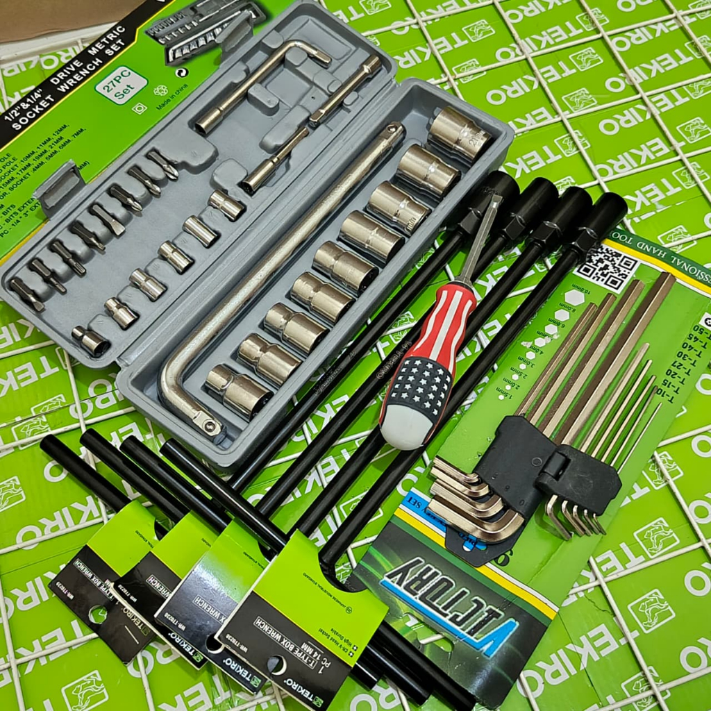 PROMO PAKET KUNCI 1 SET LENGKAP KENMASTER / Kunci Shock Seck Set 27 Pcs + Kunci T Set 5 Pcs 8-10-12-