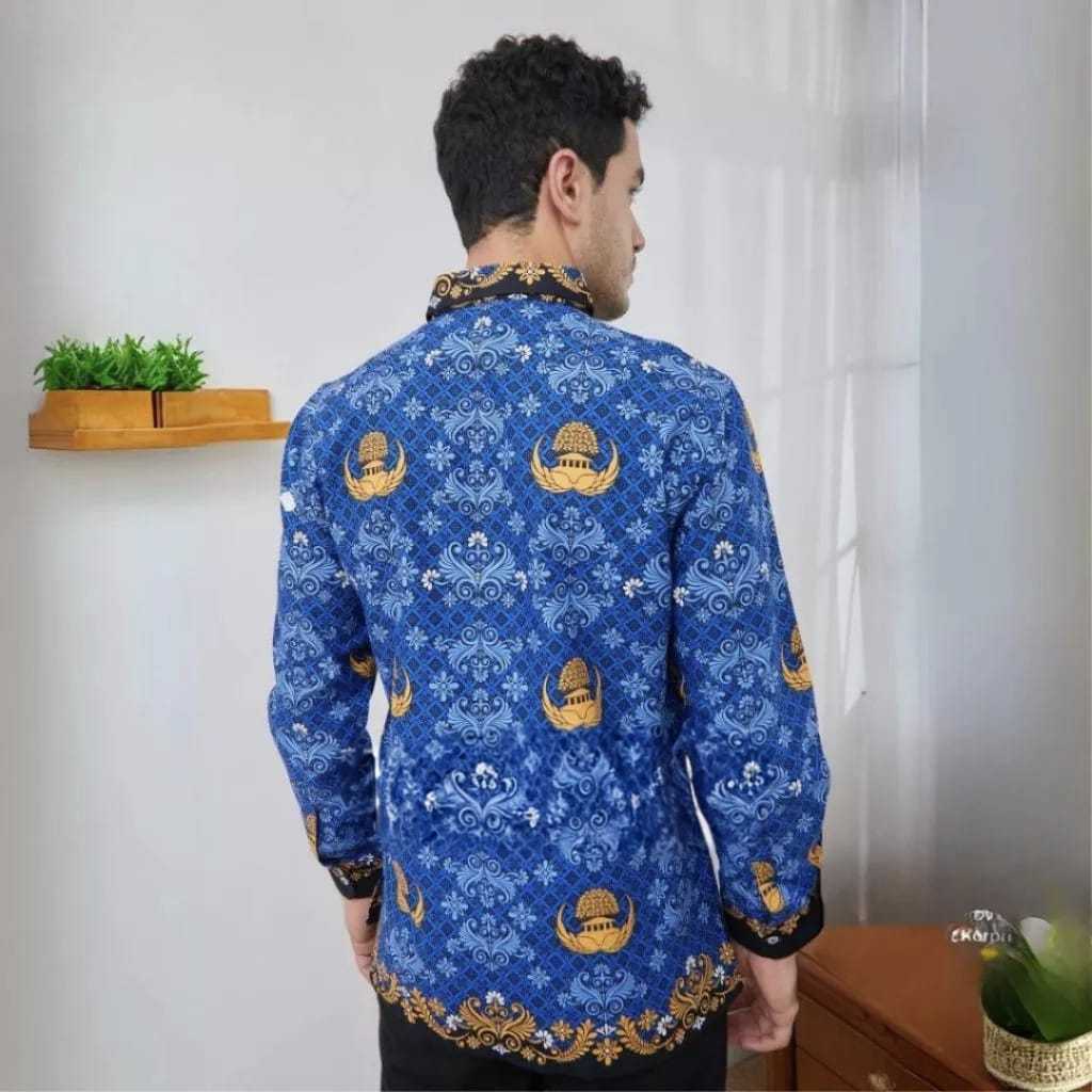 Abraha - Baju Kemeja Batik Korpri Pria Terbaru - Baju Guru Lengan Panjang Batik Guru - Karen