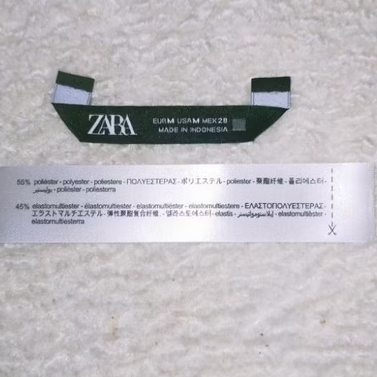 tag zara m label size wash misc