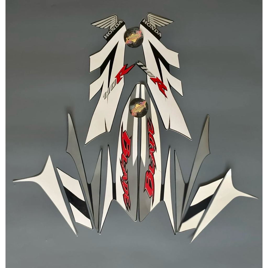 STRIPING STIKER BLADE R 110 2009 HITAM PUTIH SILVER