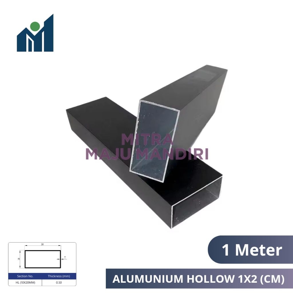 Hollow Alumunium 1x2 Cm Holo Kotak 10mm x 20mm 1 Meter