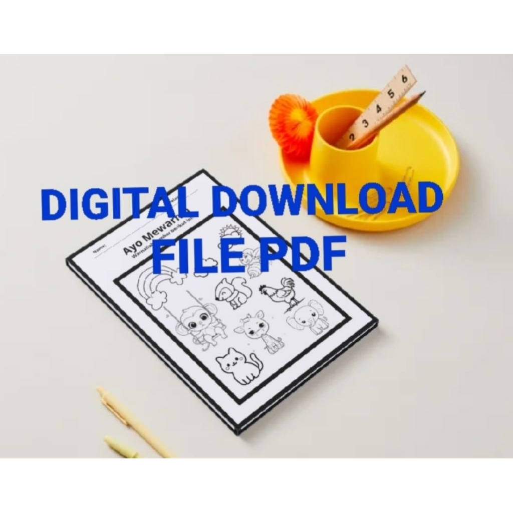 worksheet lembar mewarnai anak Tk SD / printable pdf / produk digital