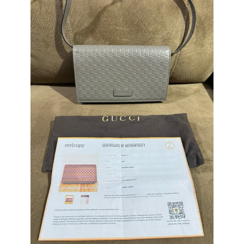 Gucci Guccissima WOC Leather Grey (EXCELLENT) Preloved Original Authentic 100%