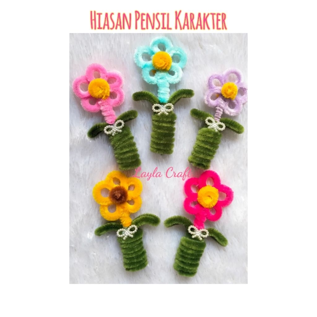 Pensil Karakter kawat bulu/Hiasan pensil Karakter Bunga