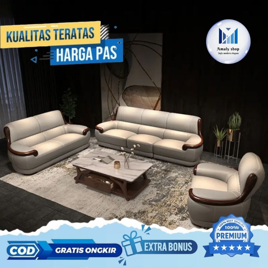 Sofa 321 Kulit Model Sofa Terbaru Kursi keluarga Ruang Tamu Mewah
