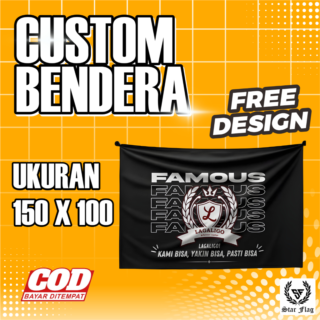 BENDERA CUSTOM UKURAN 150X100CM /  CETAK BENDERA CUSTOM / BENDERA CUSTOM MURAH / BENDERA FULL PRINTI