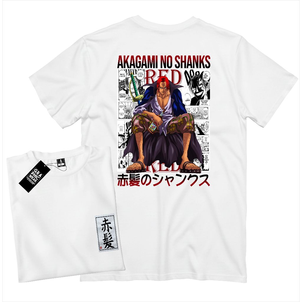 Kaos Anime Akagami no shank red one piece Cotton Combed 30s Premium