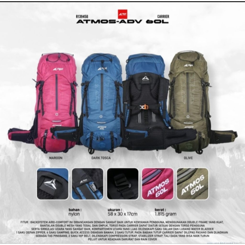 RANSEL CARRIER AREI ATMOS 60L 9458 ORIGINAL