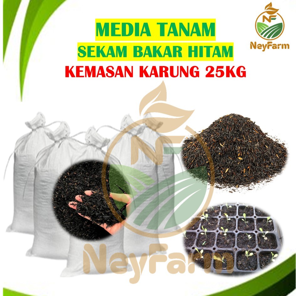 Sekam Bakar Karung Media Tanam Arang Sekam bakar karung 25KG