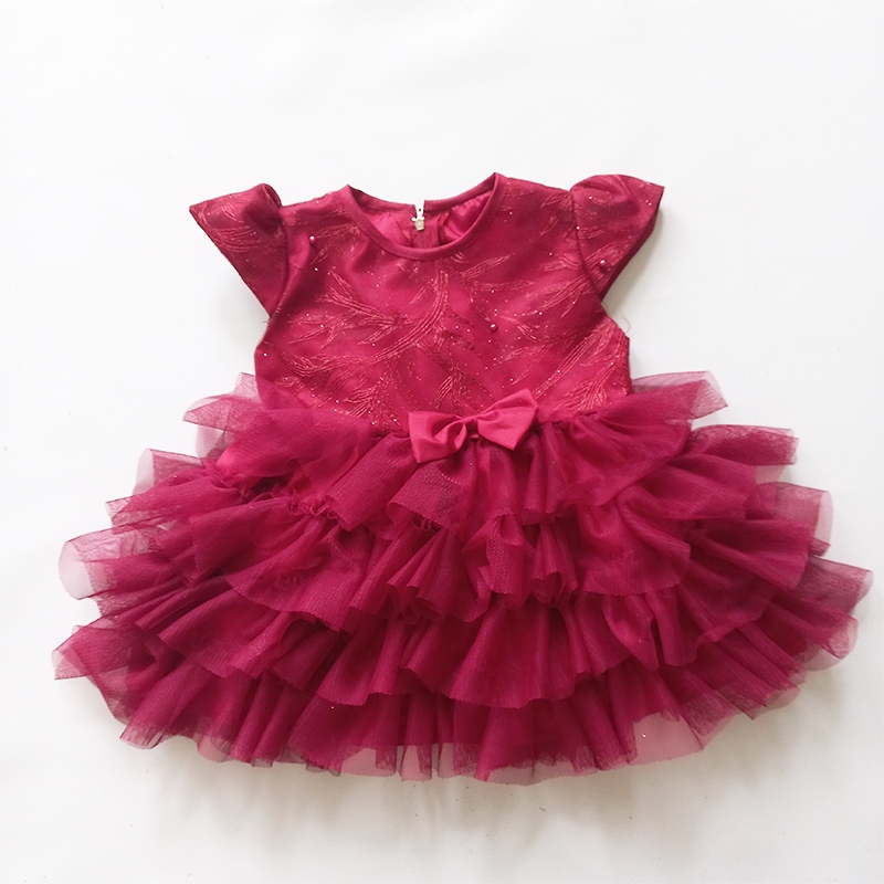 (BRS) Gaun Tutu Bayi Perempuan 6 12 Bulan Motif Bordir Bunga Cute Simpel Rok Tutu Mekar Mewah Dress 