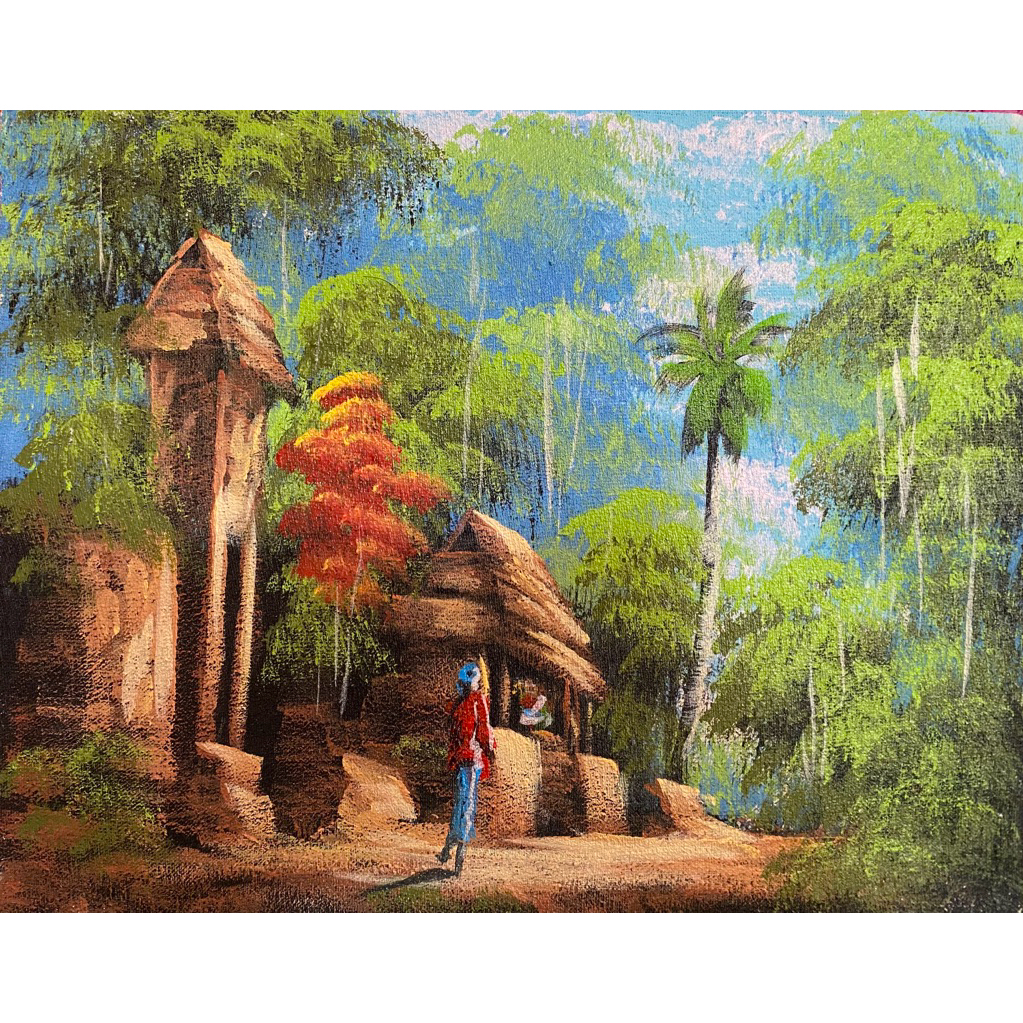 Jual Lukisan Desa Bali, Lukisan Canvas, Lukisan Buatan tangan