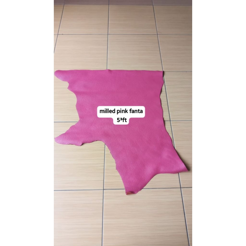 Kulit Sapi Lembaran Premium Motif Kulit Jeruk Pink Fanta 5.75 FT Bahan Tas Jaket Sepatu