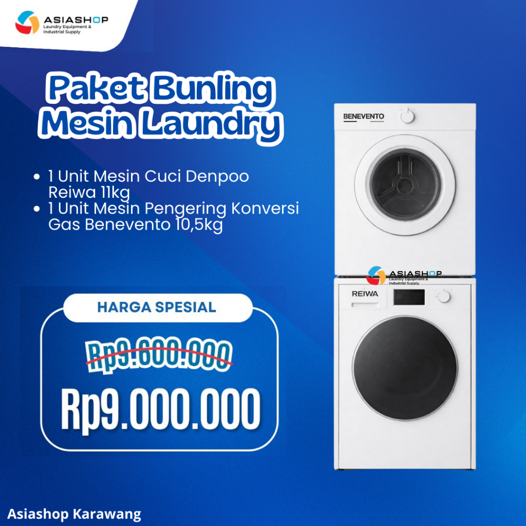 Paket Mesin Cuci & Mesin Pengering Washer Dryer Konversi Gas