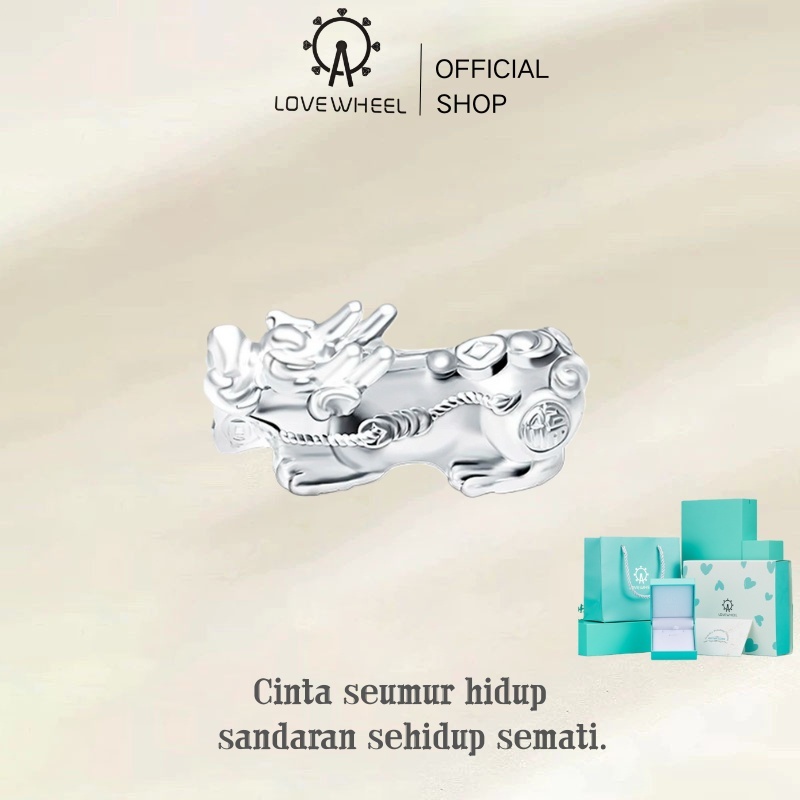 LOVE WHEEL Manik-manik Pi Xiu Perak Murni S999 3D | Aksesori DIY Gelang, Kalung & Gelang Anyaman | S