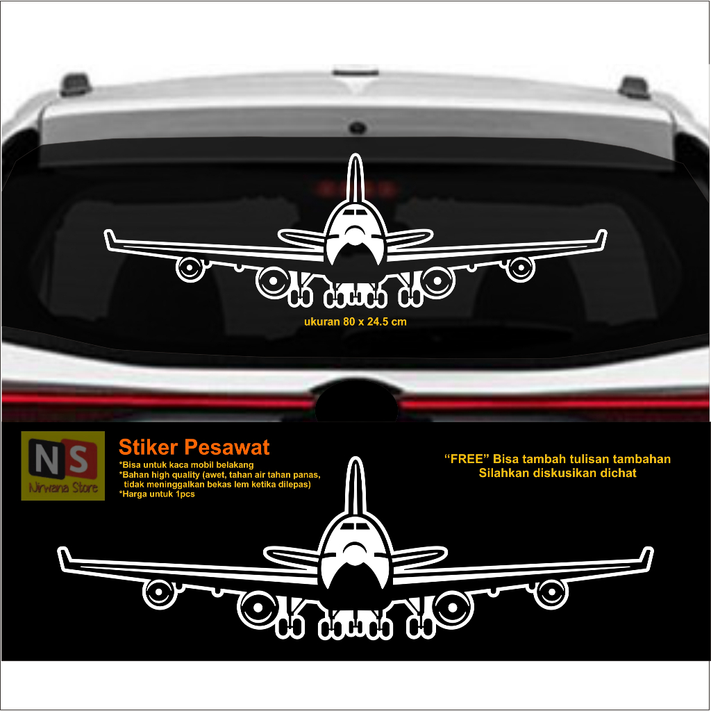Cutting Stiker Pesawat Boeing Airbush Indonesia Pilot untuk kaca mobil belakang