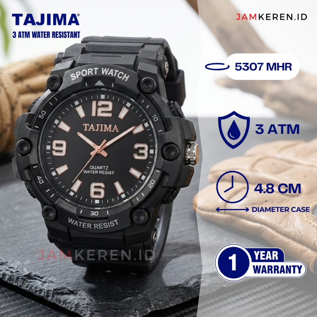 Tajima - Jam Tangan Pria - Jam Tangan Pria Anti Air - Tajima 5307 MHR Original 100% Anti Air