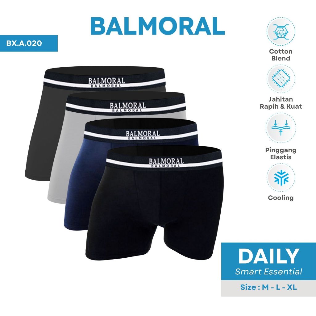 Balmoral Daily Celana Dalam Pria Boxer 2 Pcs TC Spandex BX.A.020