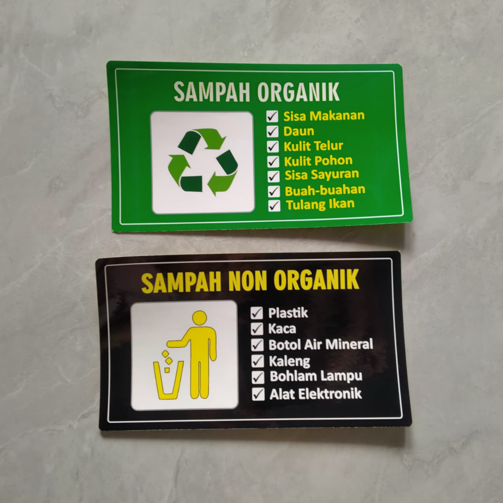 Stiker Sampah Organik dan Non Organik | Stiker Tempat Sampah