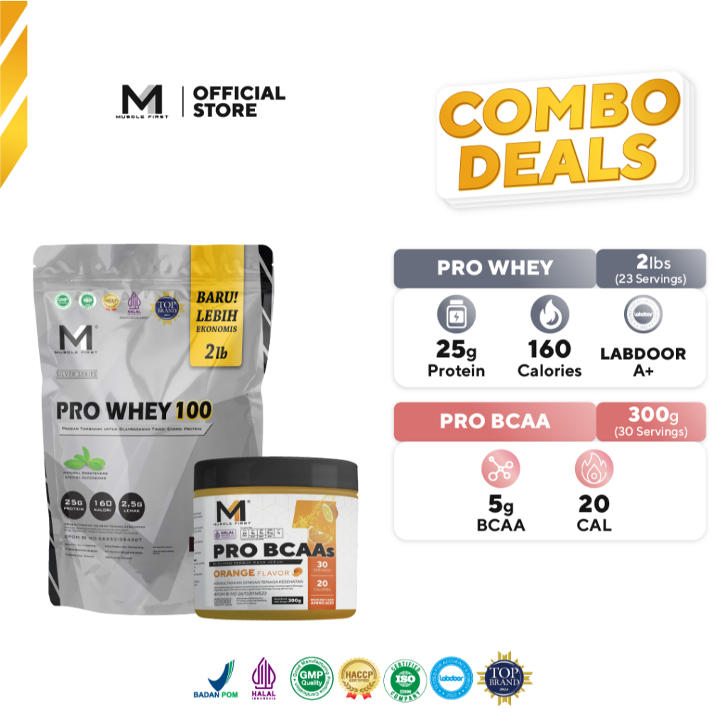 [BUNDLE] MUSCLE FIRST Whey 100 2lbs  + Bcaa 300gr Suplemen Fitness