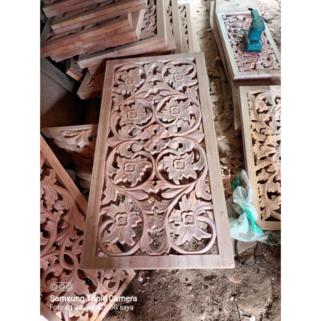 40x60cm ornamen ukur ukiran kayu loster kusen pintu jendela custom ukuran