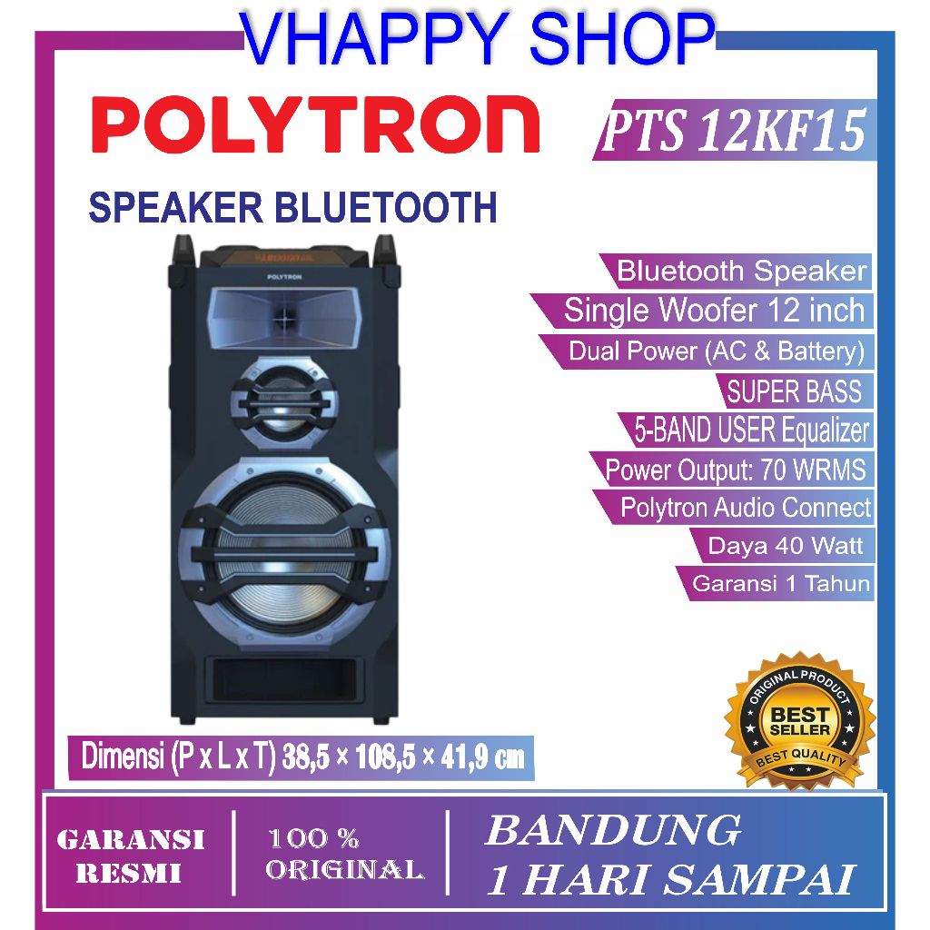 SPEAKER AKTIF POLYTRON PTS 12KF15 PTS12KF15 12K15 BLUETOOTH GARANSI RESMI