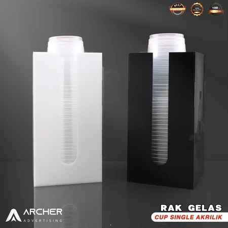 Kotak Gelas Cup Single Custom Akrilik Hitam Putih