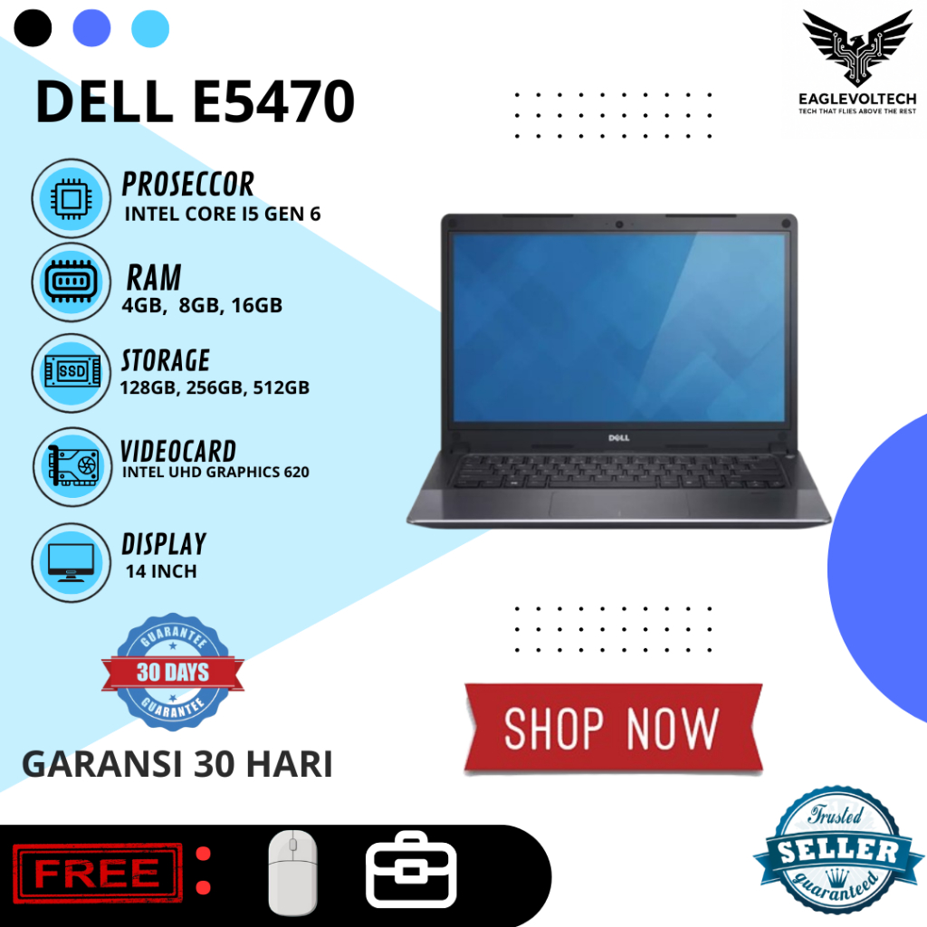Laptop DELL 5470 Core i5 Gen 6 Mulus Murah Bergaransi