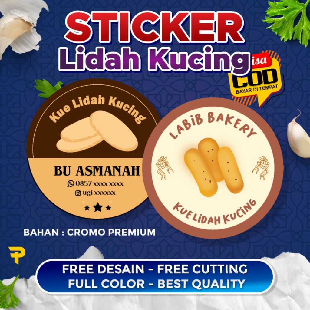 stiker lidah kucing stiker kue lebaran stiker label