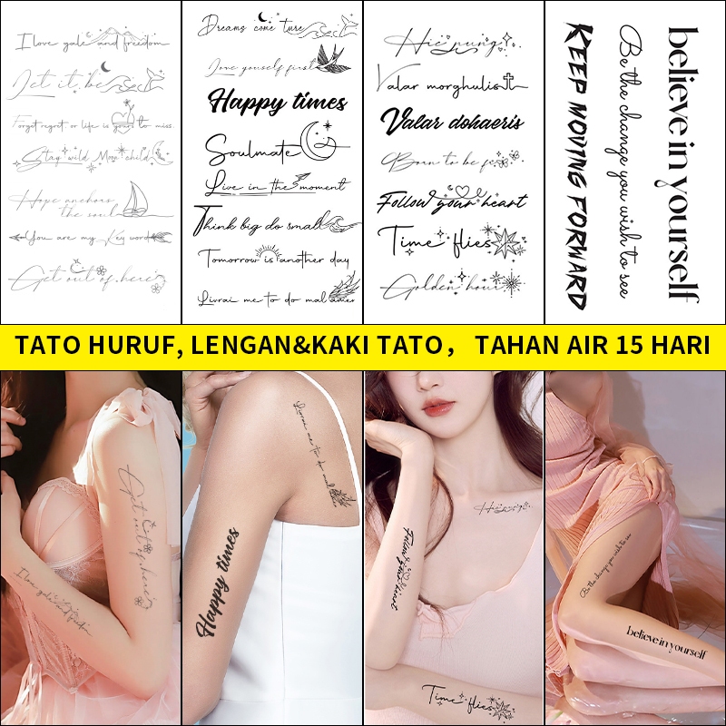 tato huruf, tato lengan, kaki, dada,tato tahan air,Stiker Tato Fruit Ink,15 hari tato temporer anti 