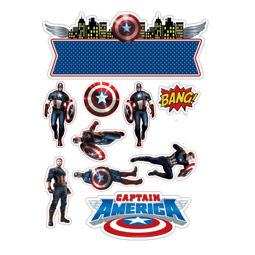 CAKE TOPPER CAPTAIN AMERICA / TOPPER CAPTAIN AMERICA / TOPPER HAPPY BIRTHDAY / TOPPER KUE