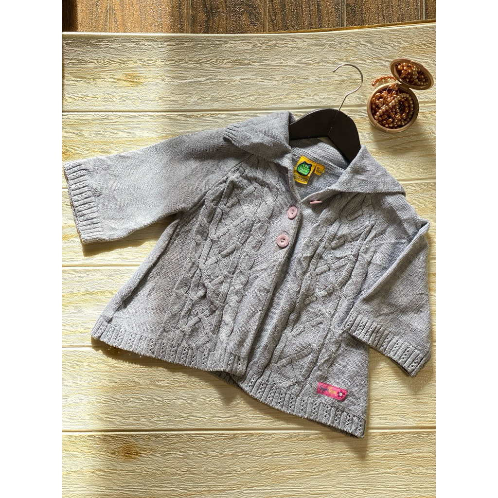jeket kardi kardigan cardi cardigan rajut kepang berkerah kerah anak size 3T