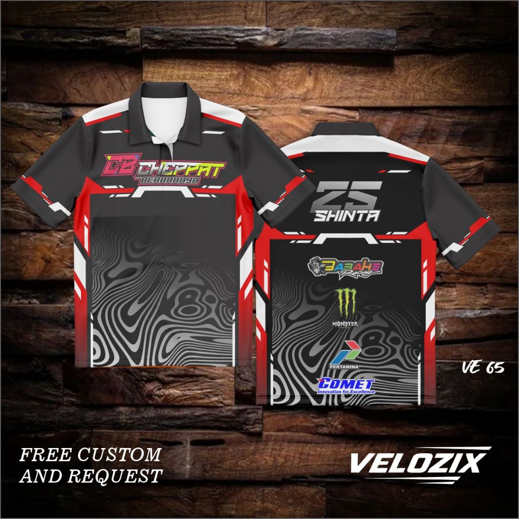Jersey Balap CB CHEPPAT Fullprint Custom – Nama & Logo | Kerah Polo V-Neck