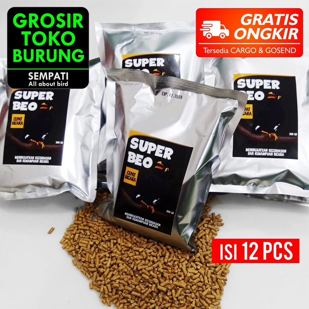 SEMPATI GROSIR Pakan Super Beo Kristal Isi 12 Pcs Voer Pur Pakan Khusus Burung Beo Cepat Bicara Voor